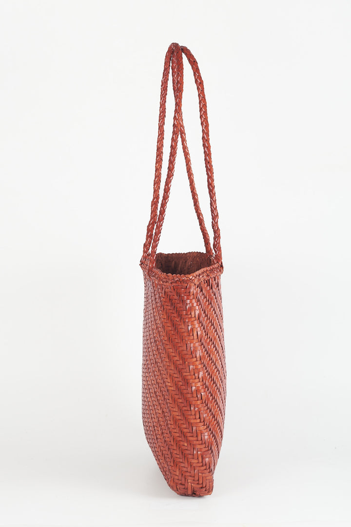 Rhia Woven Leather Tote- Tan