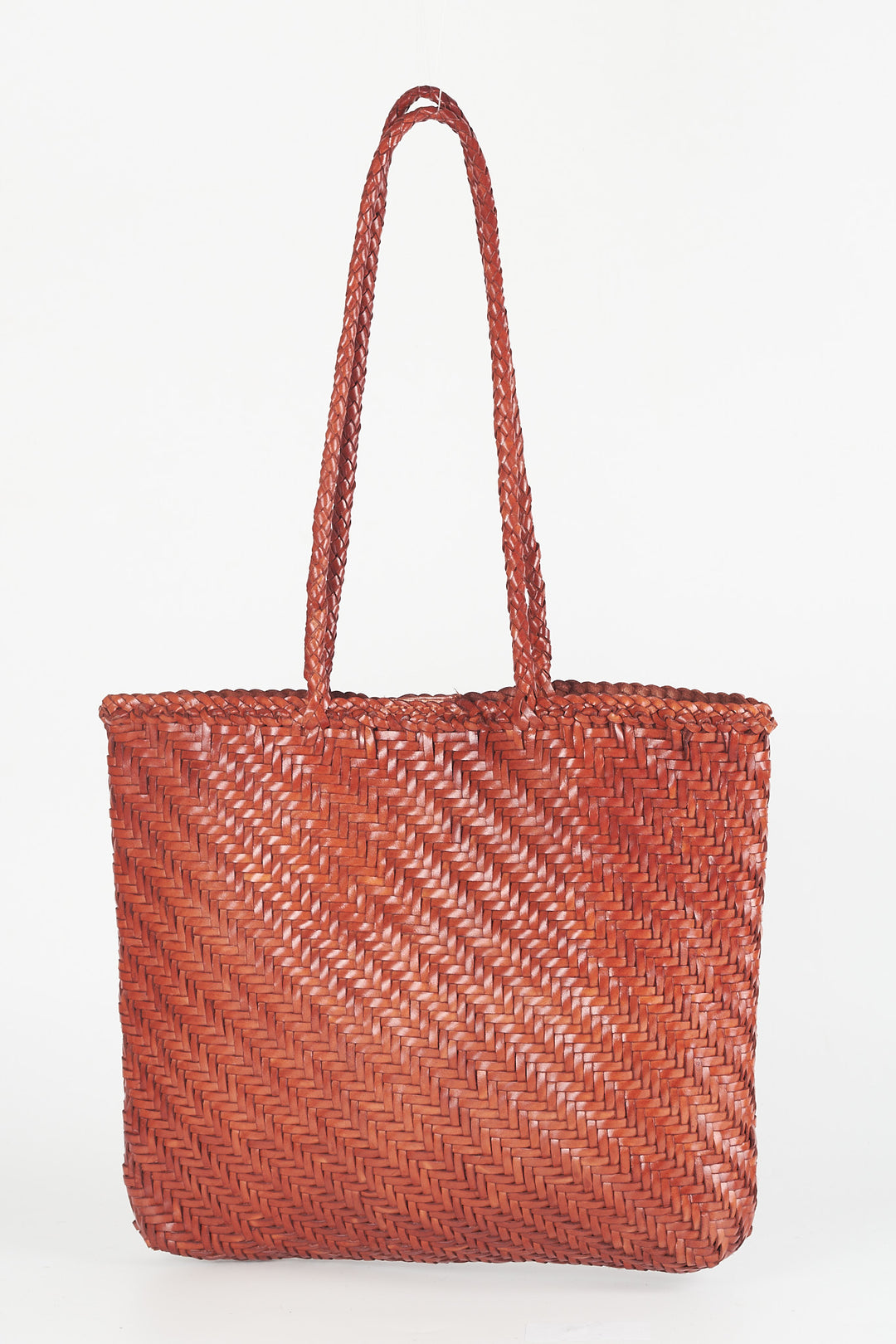 Rhia Woven Leather Tote- Tan