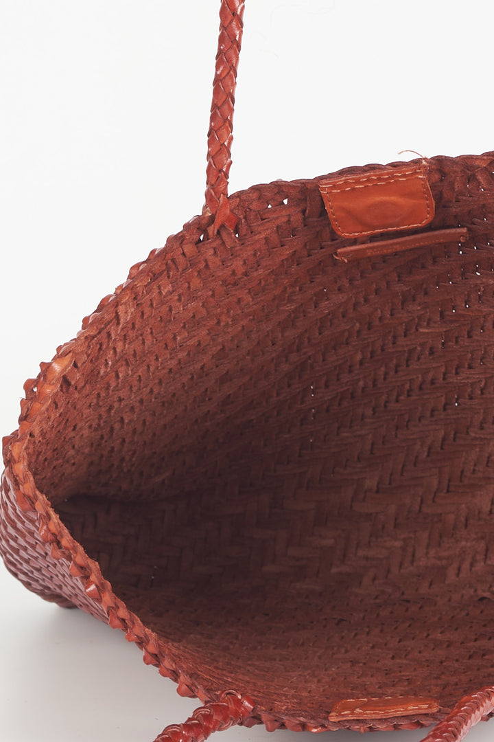 Rhia Woven Leather Tote- Tan