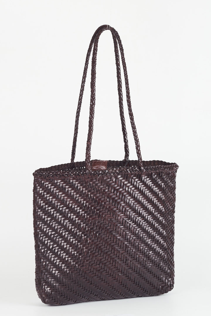 Rhia Woven Leather Tote- Espresso