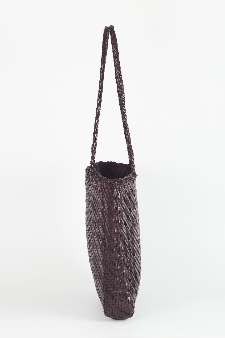 Rhia Woven Leather Tote- Espresso