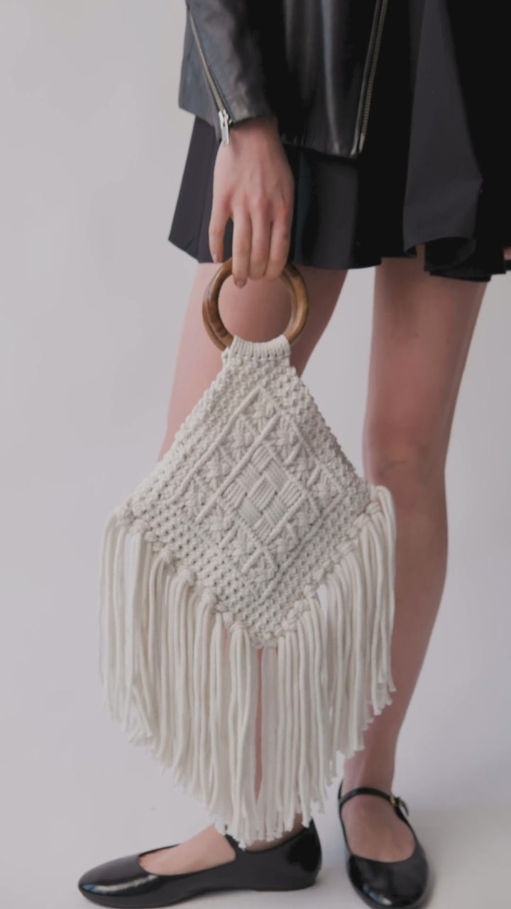 Coyote Cotton Macrame Clutch Bag