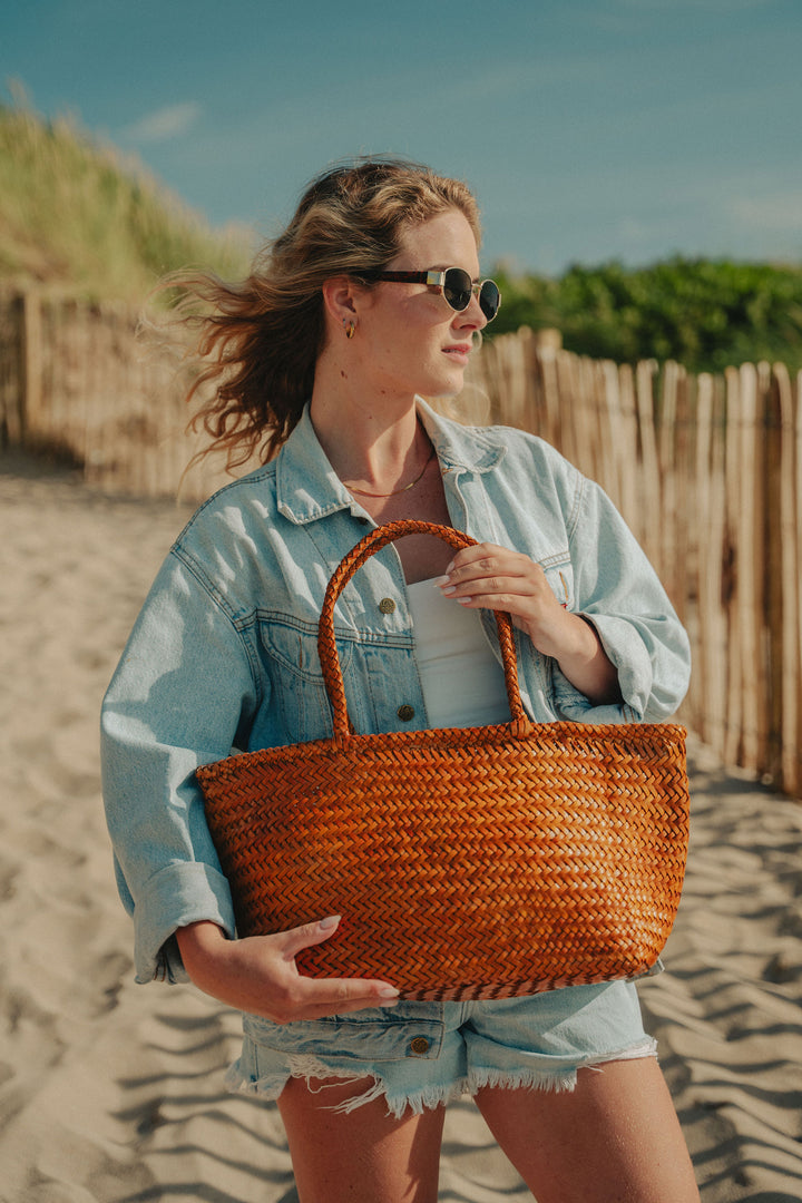 Amora Woven Shoulder Bag- Mustard