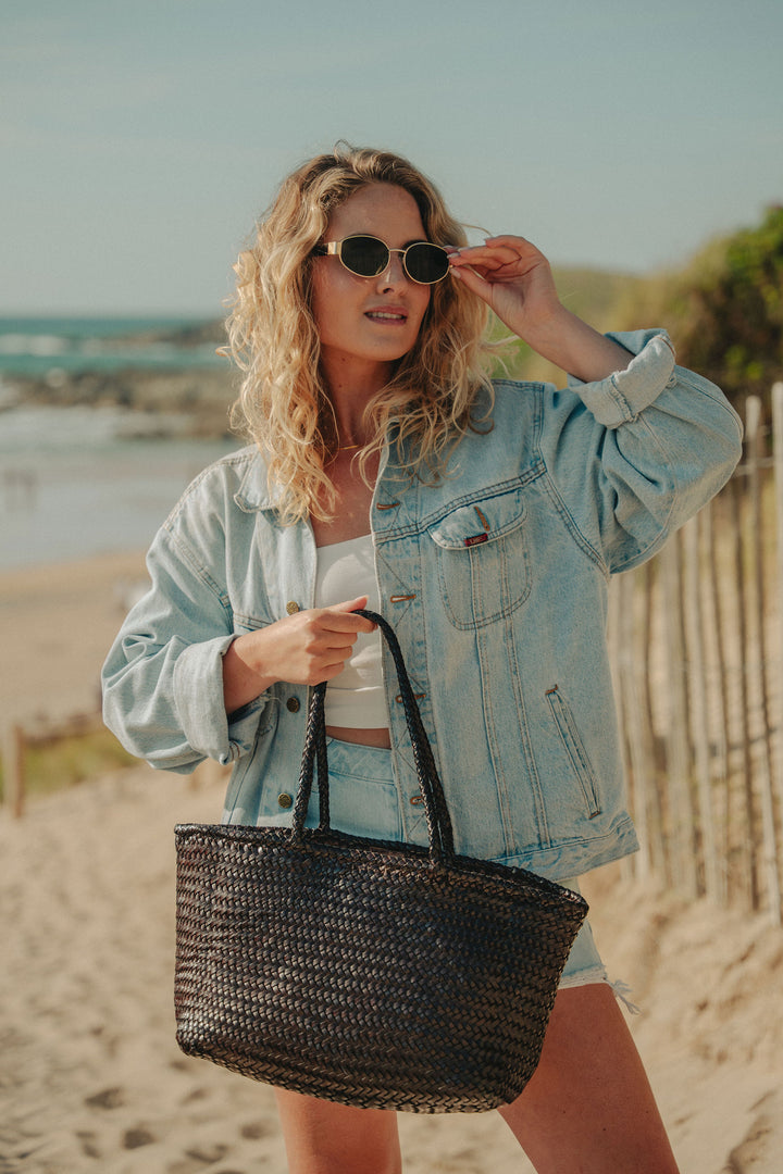 Amora Woven Shoulder Bag- Espresso
